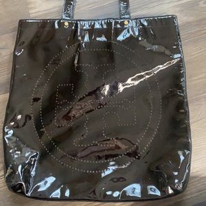 Tory Burch Black Patent Leather Tote Gold Hardware